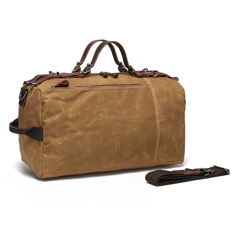 Canvas Duffle Bag with Washed Finish and Top-Grain Cowhide Leather 4