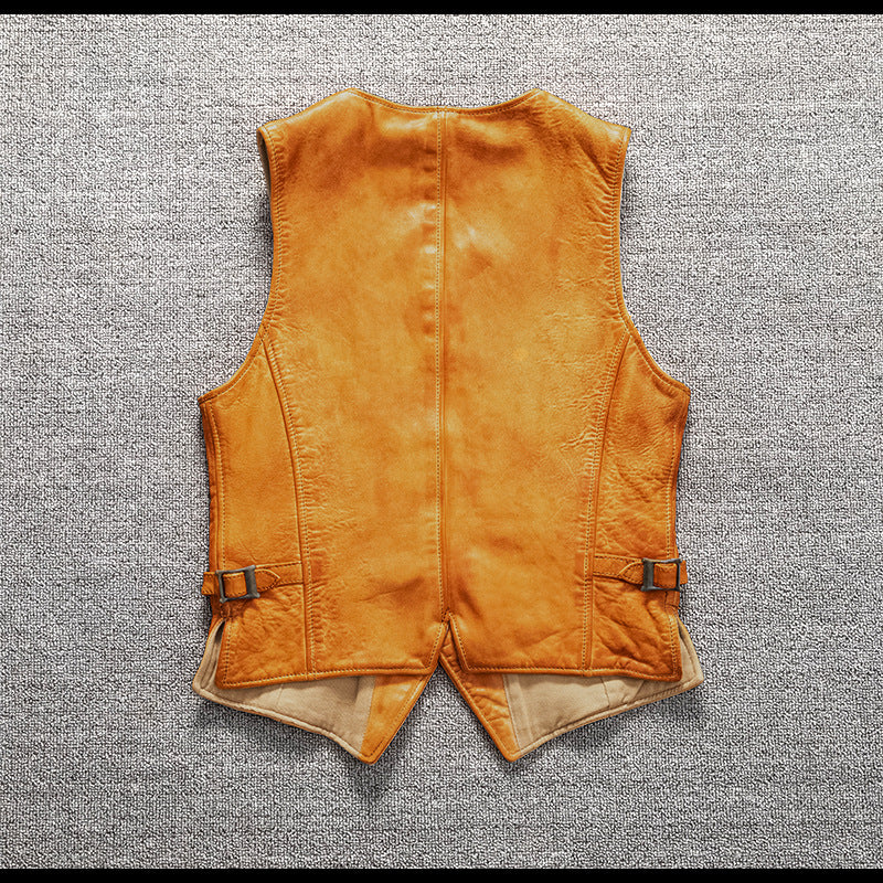 Men Vintage Brown Genuine Leather Vest