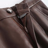 Flap Pocket Split Thigh Imitation Leather Skirt