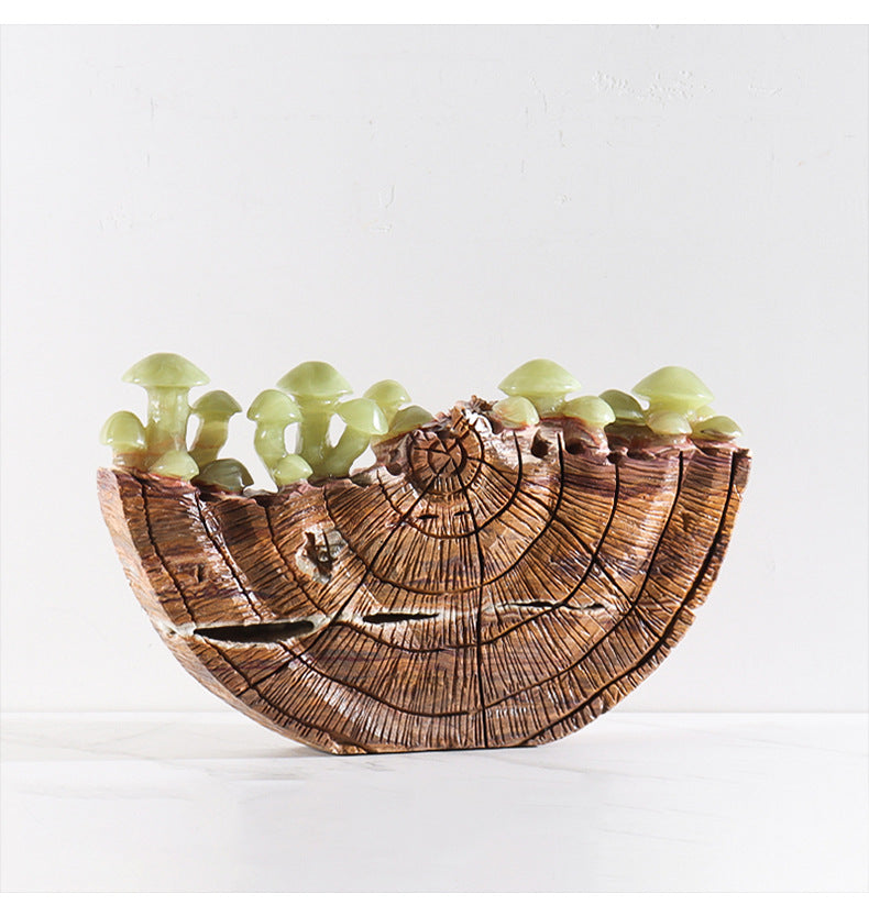 Natural Jadeite Mushroom Marble Ornament