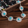 Women's Imitation Turquoise Waist Chain in Silver Tone Metal