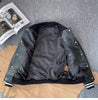 Men Genuine Leather Baseball Jacket Varsity Short Coat