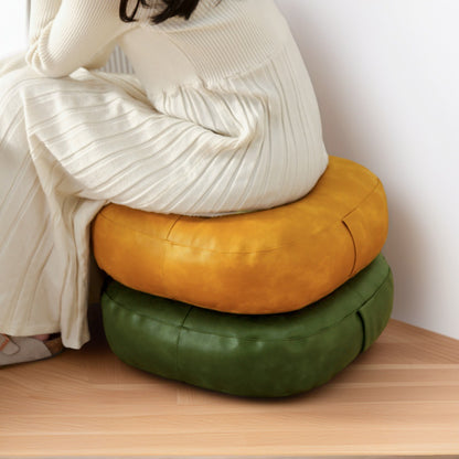 Faux Leather Pouf Ottoman Round Floor Seat Cushion