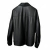 Genuine Leather Shirt Women Black Button Pocket