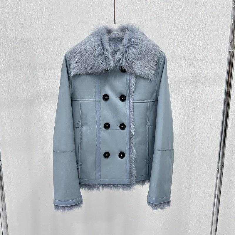 Women’s Short Shearling Leather Bomber Jacket 3 M