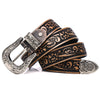 Embossed rose punk leather belt for women