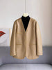 Leather Woven Jacket for Women Loose Fit Suit Style Blazer