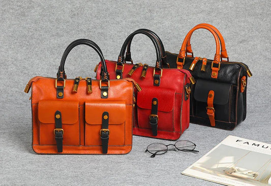 Real Leather Laptop Shoulder Bag