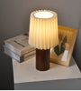 Vintage pleated wood column table lamp