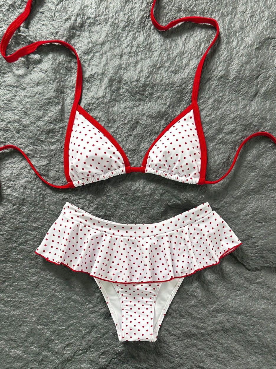 Women’s Triangle Bikini Set with Skirted Bottom