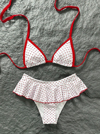 Women’s Triangle Bikini Set with Skirted Bottom