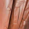 Women Genuine Leather Double Breasted Trench Coat With Belt