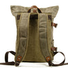 Vintage Canvas Rucksack with Olive Roll Top and Buckle Strap