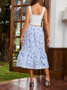 Drawstring waist skirt with blue floral print