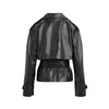 Women's Faux Leather Jacket Belted Waist Slimming Moto Biker Style