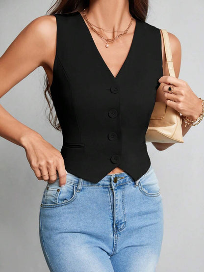 Women Causal Work Vest Blazer