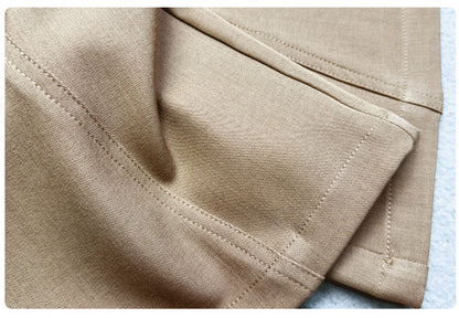 Beige high waist wide leg trousers women