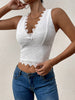 White lace crop top with v neck detail