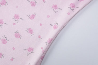 Pink Floral Slim Fit Short Sleeve V-Neck Button Jumpsuit for Women