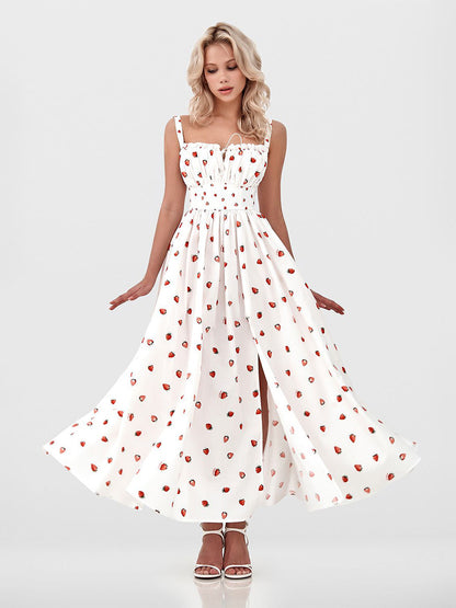 Side Split Maxi Dress Floral Off Shoulder Beach Outfit