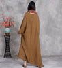 Plus size linen maxi dress loose long sleeve with pockets