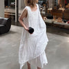 linen irregular hem midi dress layered summer sleeveless loose fit 2
