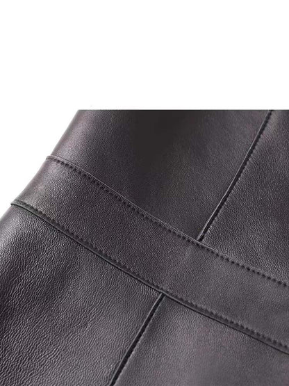 Women leather Vest with Belt Slim Waist Biker Style
