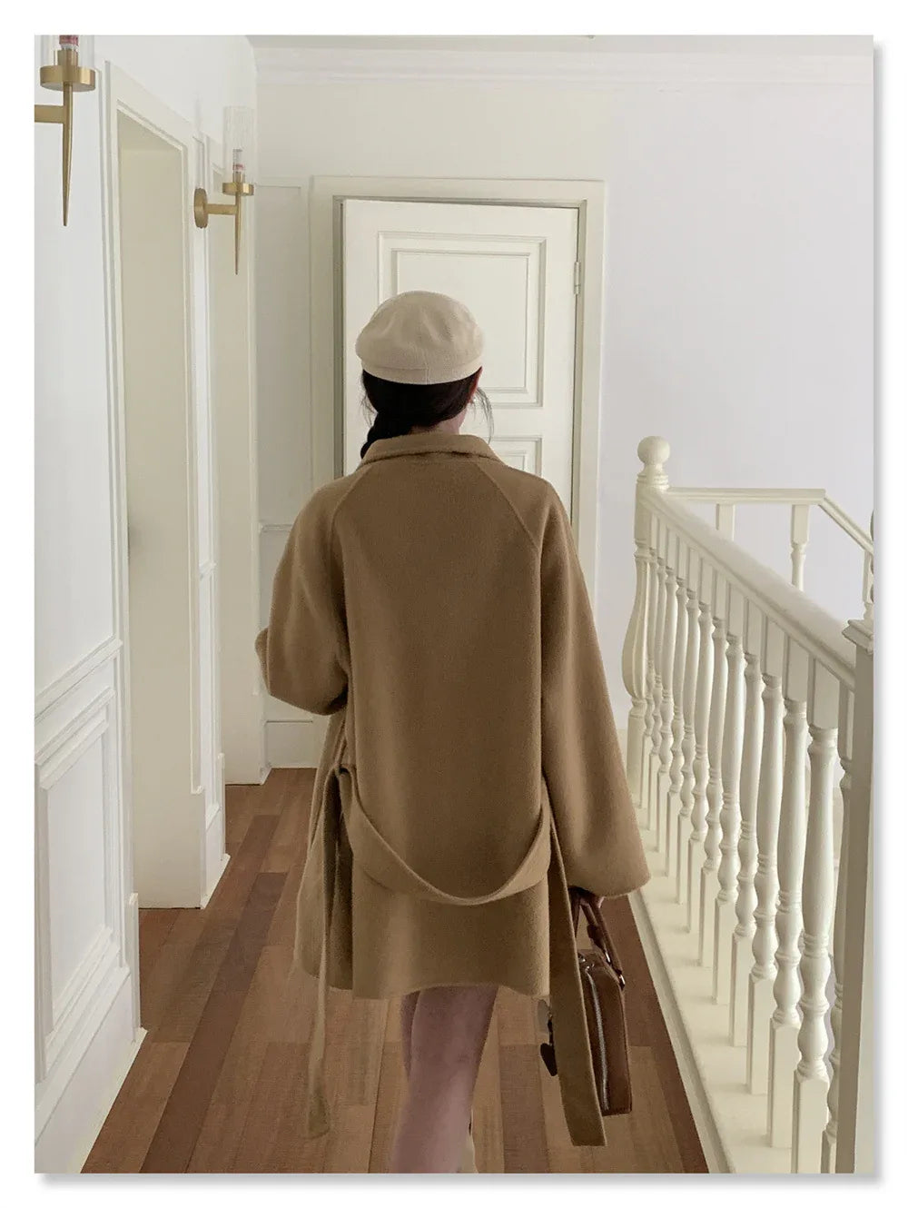 Double-Faced Wool Stand Collar Short Coat