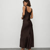 New satin maxi dress in cocoa brown
