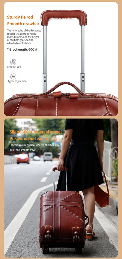 Genuine Leather 20 Inch Airline Cabin Trolley Bag Luggage