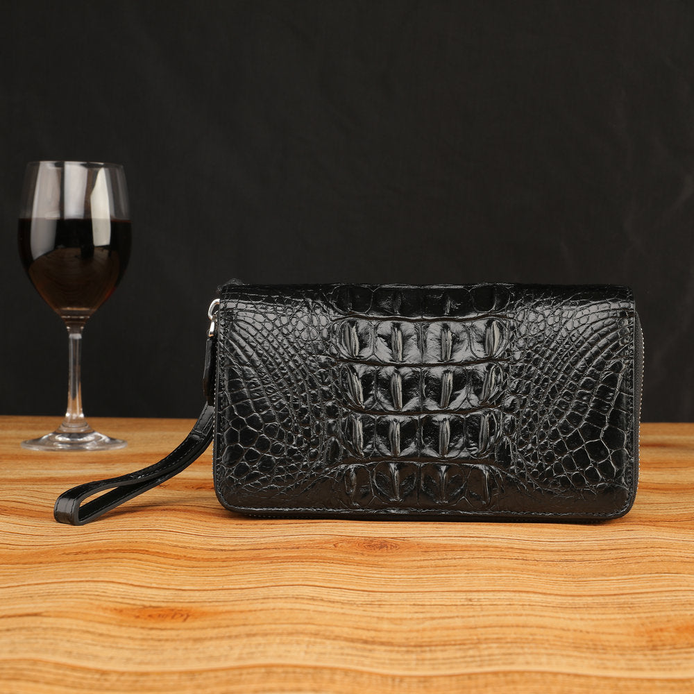 crocodile leather clutch purse