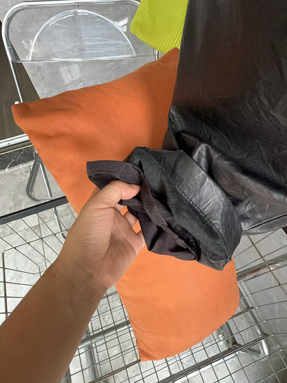 Women Genuine Leather Trousers Elastic Waist Carrot Pants
