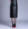 High Waist PU Midi Pencil Skirt for Women