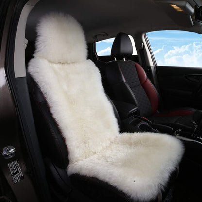 Long Hair Sheepskin Car Seat Cover with Plush Wool Backrest 9