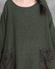 Plus size linen maxi dress loose long sleeve with pockets