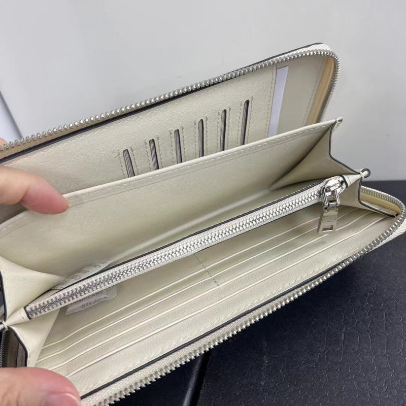 White Genuine Crocodile Leather Long Wallet