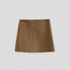Genuine Black Leather Mini Skirt High Waisted Woven A-Line