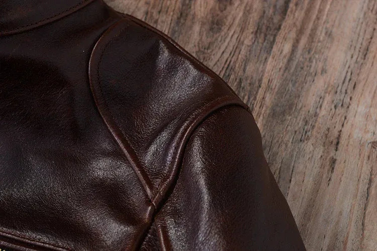 Men Waxed Leather Motorcycle Jacket