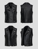 Black Faux Leather Biker Vest for Women