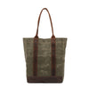 Canvas Tote Bag with Waxed Finish and Genuine Leather Handles