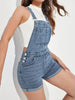 Roll Up Denim Jean Overalls For Women