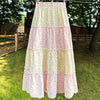 High waist maxi skirt with pink floral tiers