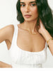 White linen a line midi sundress square neck summer