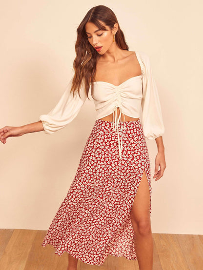 petite bohemian split leg skirt