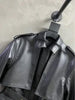 Moto Bomber Women Leather Jacket with Belted Waist