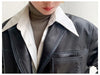Women Oversized Genuine Leather Jacket Moto Blazer