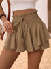 Ruffle Hem Smocked High Waist Skort for Women