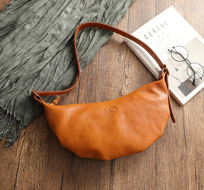 Women’s Genuine Leather Shoulder Croissant Purse