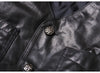 Men Leather Vest Sheepskin Black V-Neck Button Waistcoat