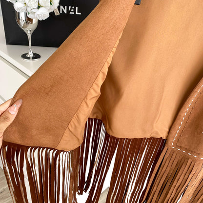 Women’s Bohemian Embroidered Fringe Suede Vest